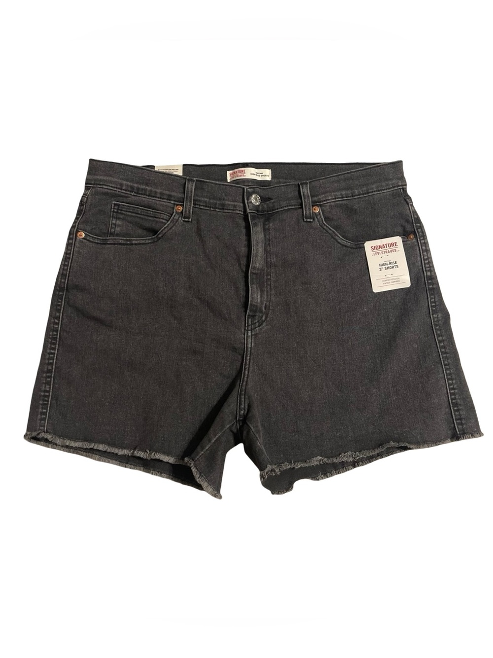 Levi Strauss Signature Black Denim Shorts High Rise Raw Hem Women’s 16